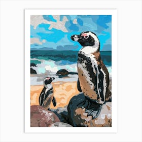 Galapagos Penguin Carcass Island Colour Block Painting 3 Art Print