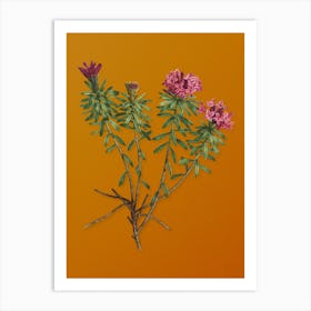 Vintage Garland Flowers Botanical on Sunset Orange n.0654 Art Print