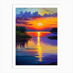 Sunrise Over Lake Waterscape Impressionism 2 Art Print