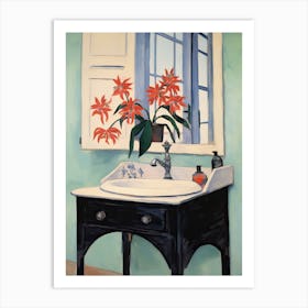 Bathroom Vanity Painting With A Bird Of Paradise Bouquet 4 Art Print