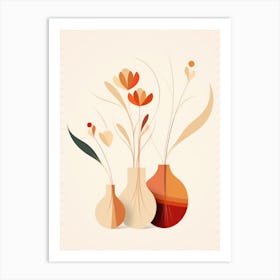 Three Vases With Flowers Art Print