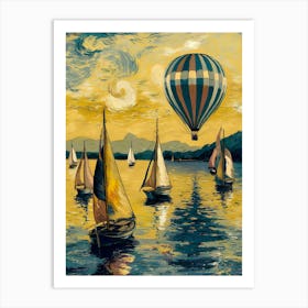 Sailboats At Sunset 1 Art Print