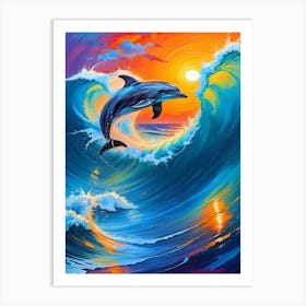 Dolphin At Sunset Art Print