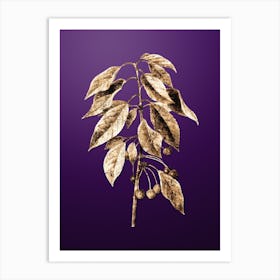 Gold Botanical Wild Cherry on Royal Purple n.4201 Art Print