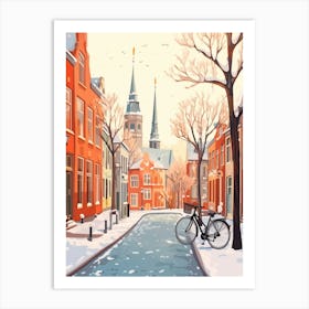 Vintage Winter Travel Illustration Copenhagen Denmark 4 Art Print