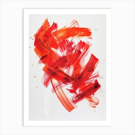 Red Brushstrokes Art Print