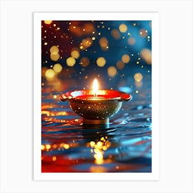 Diwali Lights On Water Art Print