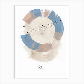 Murmuration 3 - minimal beige blue gray abstract Art Print