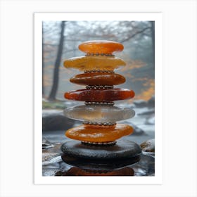 Stacked Stones In A Stream Art Print