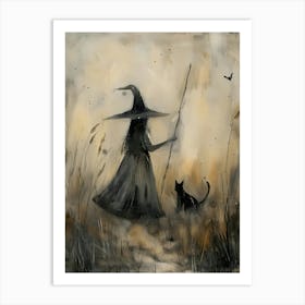 Witch And Cat 2 Art Print