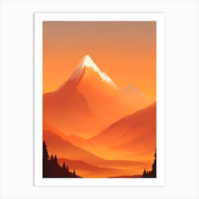 Misty Mountains Vertical Composition In Orange Tone 75 Art Print