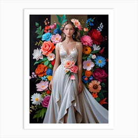 Bride With Flowers Art Print