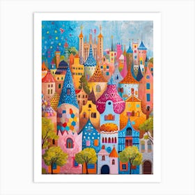 Kitsch Colourful Barcelona 3 Art Print