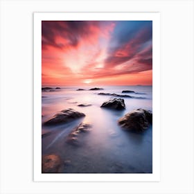 Sunset Over Rocks Art Print