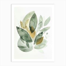 Sage and Gold Green Leaves Canvas Print Art Print