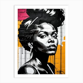 Vintage Graffiti Mural Of Beautiful Black Woman 2 Art Print