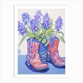 A Painting Of Cowboy Boots With Snapdragon Flowers, Fauvist Style, Still Life 9 Art Print