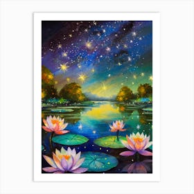 Water Lilies At Night Art Print