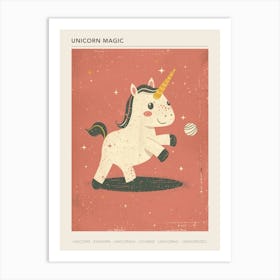 Unicorn Playing With A Ball Muted Pastels Poster Art Print