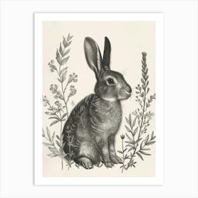 Dutch Blockprint Rabbit Illustration 6 Art Print