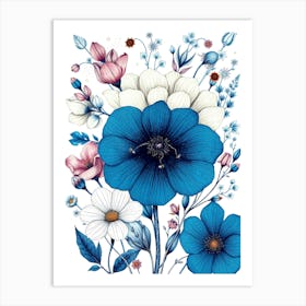 Blue Flowers 2 Art Print