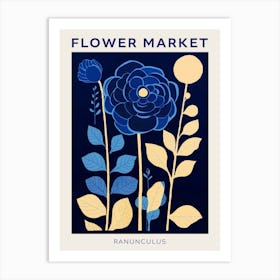 Blue Flower Market Poster Ranunculus 1 Art Print