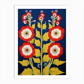 Flower Motif Painting Hollyhock 1 Art Print