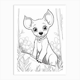 Line Art Jungle Animal Fossa 1 Art Print