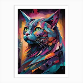 Colorful Cat Painting Art Print