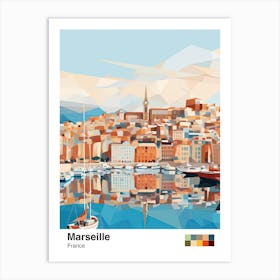 Marseille, France, Geometric Illustration 1 Poster Art Print