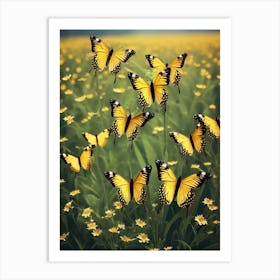 Yellow Butterflies In A Field 1 Art Print