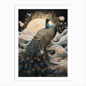 Peacock 4 Gold Detail Painting Art Print