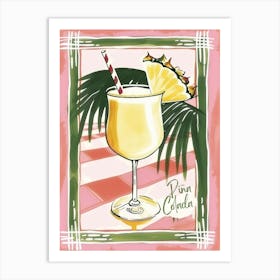 Pina Colada Cocktail Painting Art Kitchen Anana Art Print