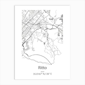 Ritto,Japan Minimalist Map Art Print