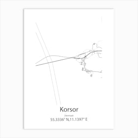 Korsor,Denmark Minimalist Map Art Print