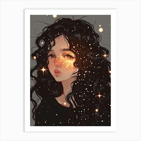 Girl With Stars In Her Hair Art Print