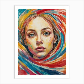 Watercolor Of A Girl Art Print