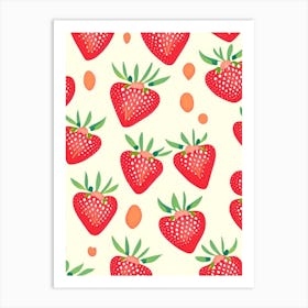 Strawberry Repeat Pattern, Fruit, Neutral Abstract 3 Art Print