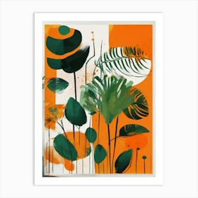 Boho orange and green abstract Art Print