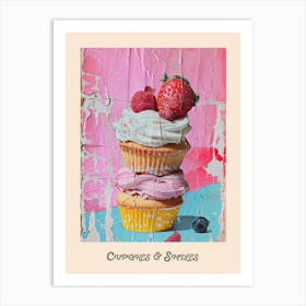 Cupcakes & Smiles Retro Poster 4 Art Print