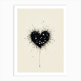 Black Heart Dripping Paint Art Print