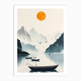 Boats On A Lake Art Print