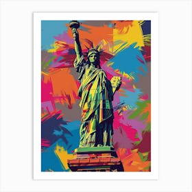 Statue Of Liberty New York Colourful Silkscreen Illustration 2 Art Print