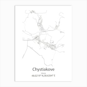 Chystiakove,Ukraine Minimalist Map Art Print