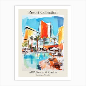 Poster Of Aria Resort Collection & Casino   Las Vegas, Nevada  Resort Collection Storybook Illustration 1 Art Print