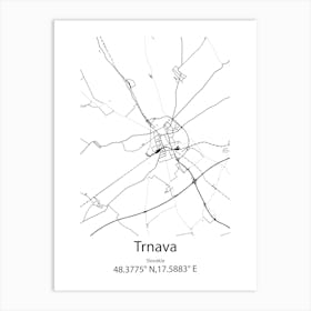 Trnava,Slovakia Minimalist Map Art Print