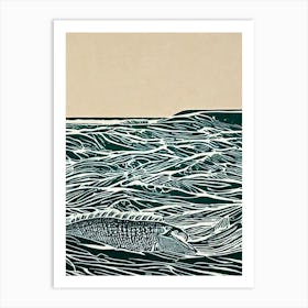 Ichthyosaur II Linocut Art Print