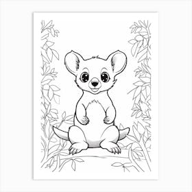 Line Art Jungle Animal Kinkajou 2 Art Print