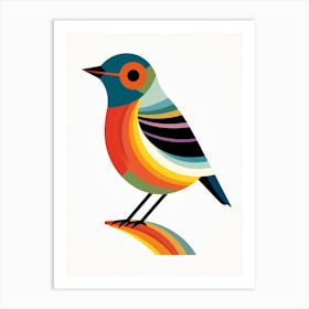 Colourful Geometric Bird Blackbird 1 Art Print