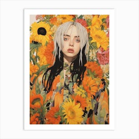 Billie Eilish Floral Collage 1 Art Print